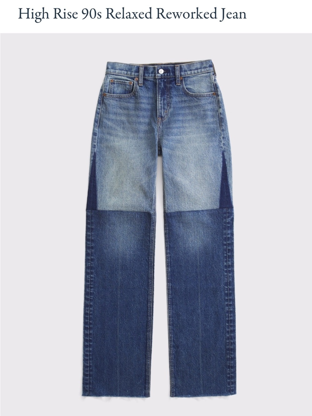 Abercrombie & Fitch Two-Tone Blue Patchwork Wide-Leg Jeans